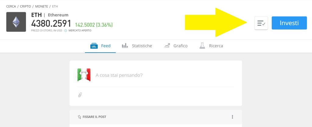Investi su ETH con eToro
