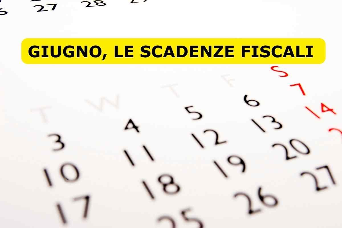 calendario, scritta giugno scadenze fiscali