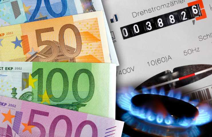 Soldi con contatore e bruciatore acceso