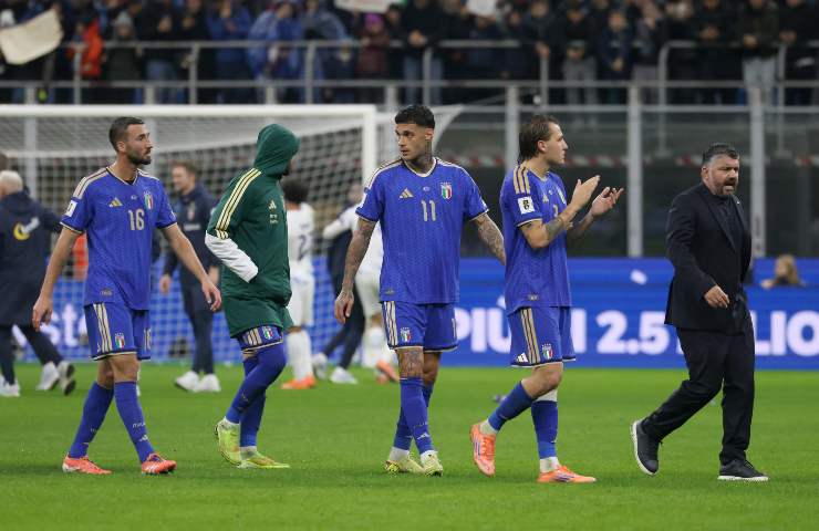 Giocatori dell'Italia in campo