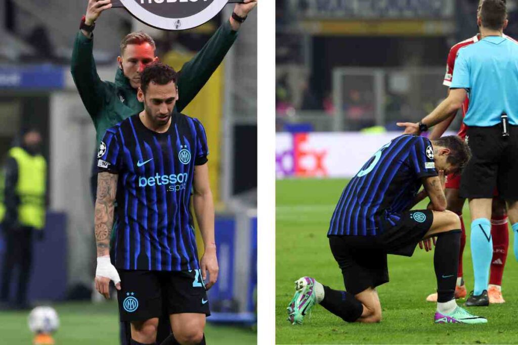 Hakan Calhanoglu e Francesco Acerbi infortunati