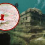 città sommersa e mappa nel riquadro