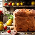 panettone circondato da limoni e pomodorini