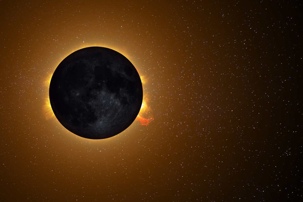Rappresentazione di una eclissi totale di Sole